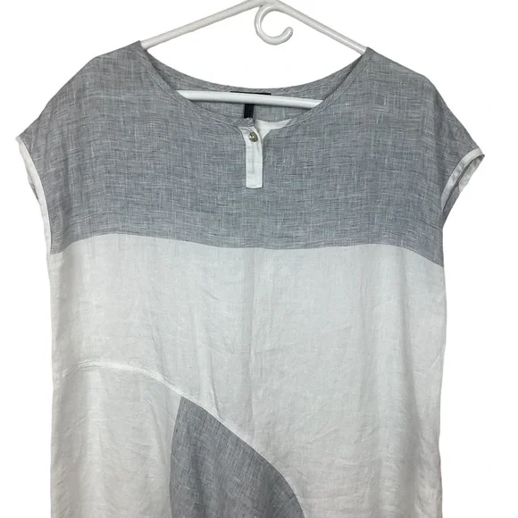 OSKA Linen Midi Dress White Gray #510 - Picture 3 of 8